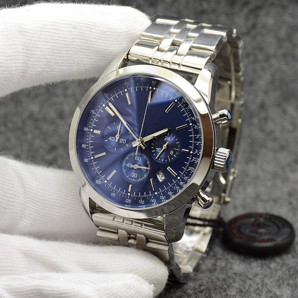 44MM Chronomat Transocean Quality Watch Chronograph Quartz Movement Blue Dial 50TH ANNIVERSARY Men Watch Steel Strap Mens Wristwatches
44MM Chronomat Transocean Quality Watch Chronograph Quartz Movement Blue Dial 50TH ANNIVERSARY Men Watch Steel Strap Mens Wristwatches