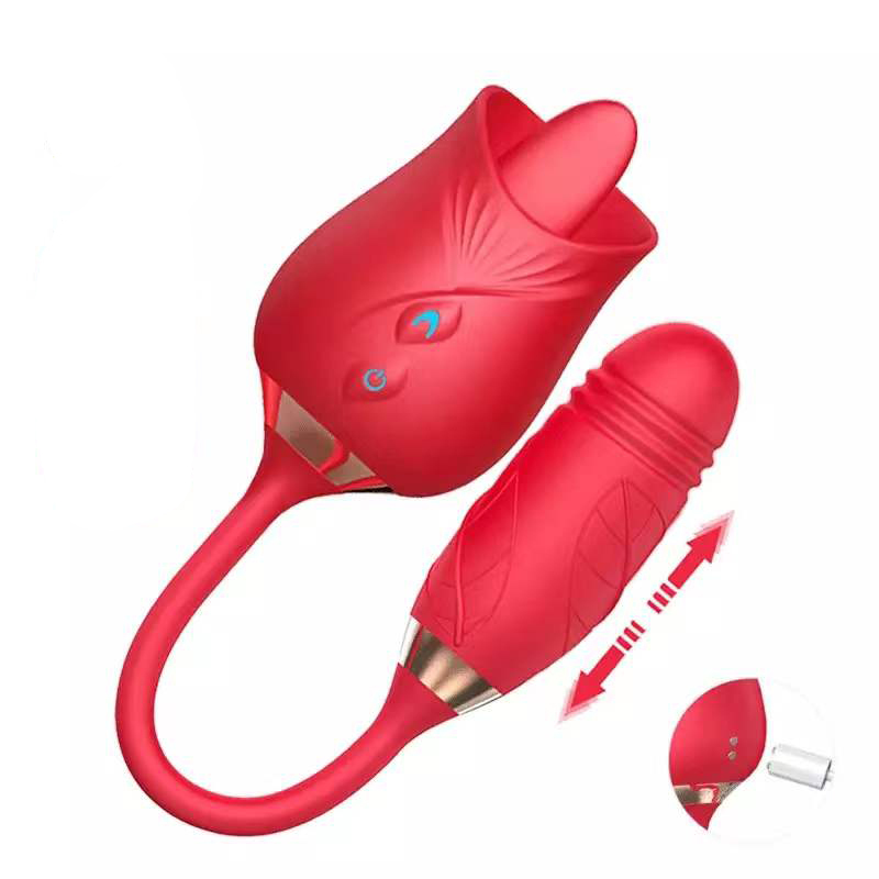 22ss Sex toys Massagers Rose Shape Sucking Vibrators 10 Speed Strong Shock Sucking Licking Double Heads Dildos Vibrator Female Sex Toys YPQ5