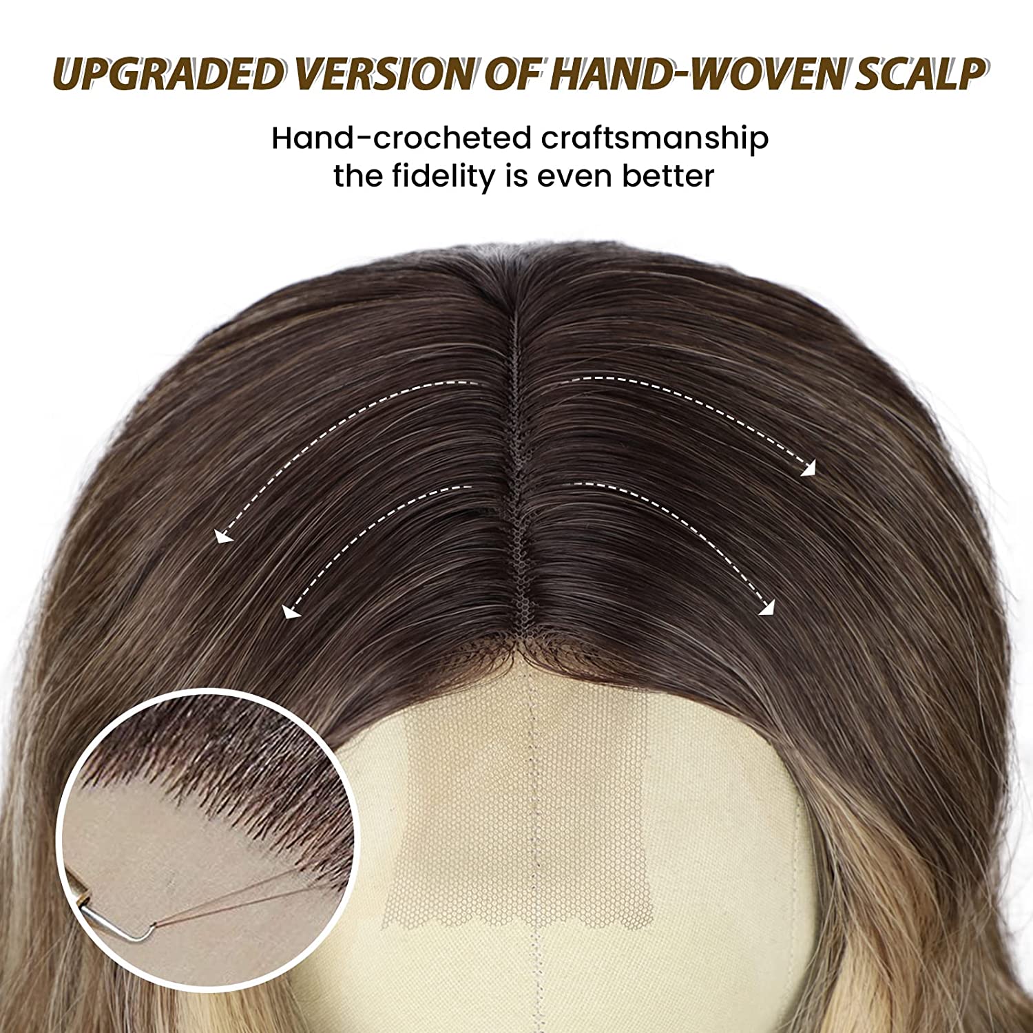 Long Brown Wavy Wig Middle Part Wig for Women Synthetic Curly Wigs NaturalHeat Resistant Wig for Daily Party