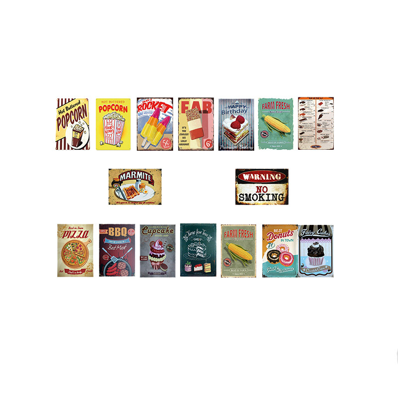 Metal Painting License plate frameless hanging food decoration painting bar cafe ral background wall new retro tin paintings Living Room Home Free shi