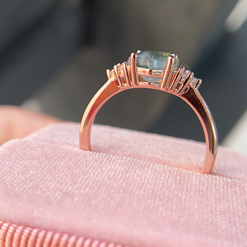 Wedding Rings GZXSJG Natural Moss Agate Gemstones Ring for Women Solid 925 Sterling Silver Korean Trendy Hexagon Engagement Jewel 220921