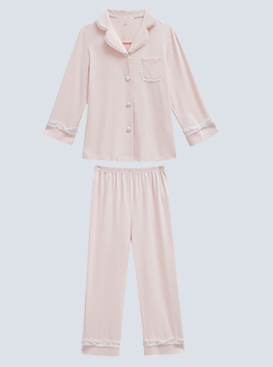 Pajamas Children Girls Lolita Turndown Collar Pajama Sets Long sleeve Tops Pants Toddler Kids Lace Pyjamas set Girl Sleepwear Loungewear 220922