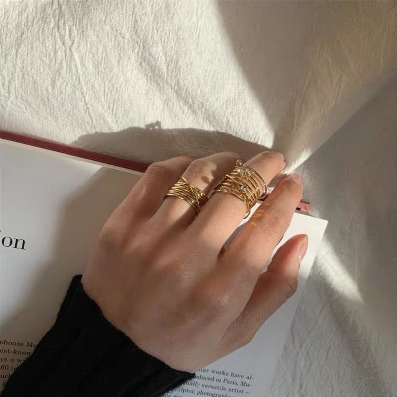 Cluster Rings RISPADA INS JZ31653 Simple Gold Plated d Wide irregular Ring 220921