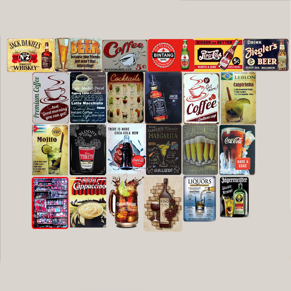 Metal Painting American retro 20x30cm tin painting decorations industrial style bar KTV home creative personality wall decoration pendant Free shippin