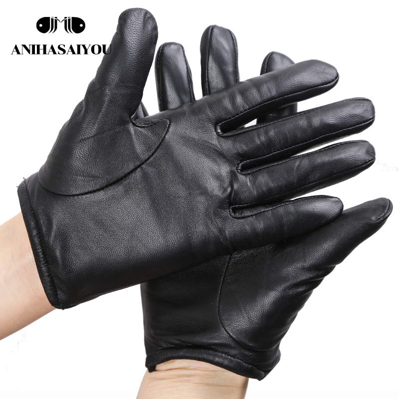 Five Fingers Gloves Rivets Genuine Leather Sheepskin women's gloves Thin warm women's winter gloves driving motorcycle women's leather 