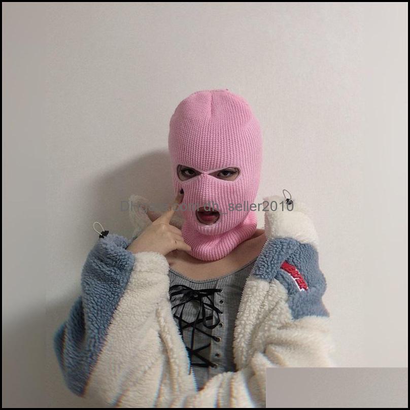 Beanie/Skull Caps Fl Face Er Ski Mask Hat 3 Holes Clava Army Tactical Cs Windproof Knit Beanies Bonnet Winter Warm Unise Dhseller2010 Dhhfz