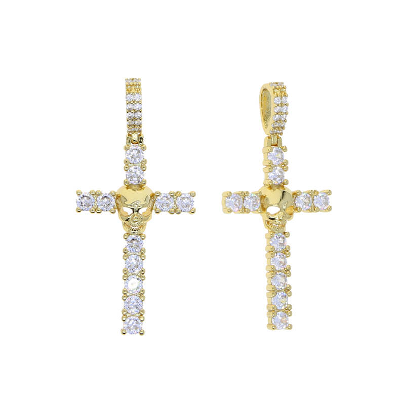 Iced Out Men Cross Pendant Paved 5A Cz Stone Plated Gold Silver Color with Rope Chain Hip Hop Jewelry Wholesale Factory Price