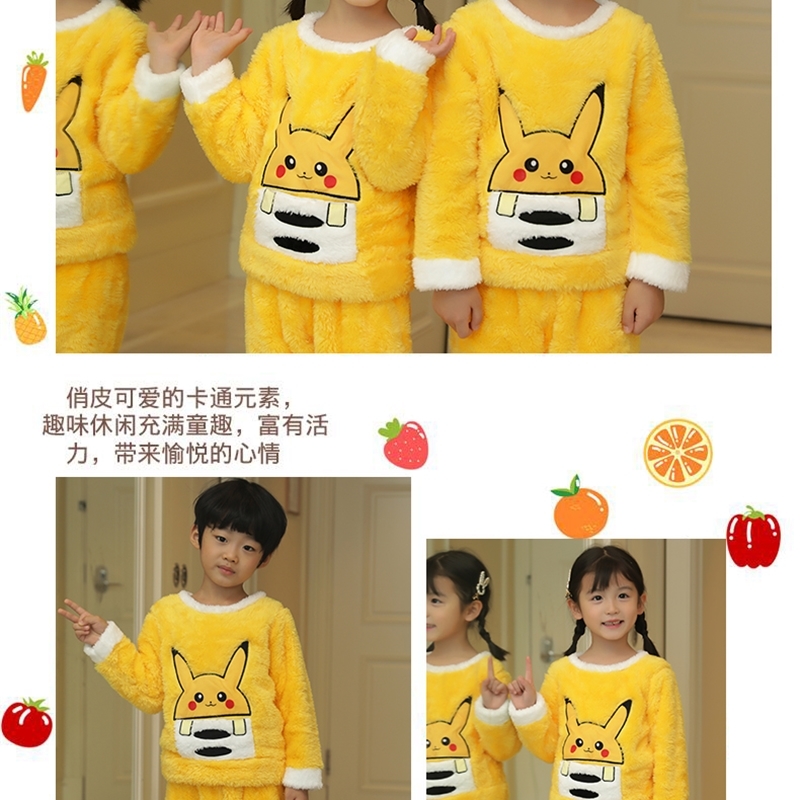 Pajamas Children Sleepwear Fall Winter Flannel Sets Girls Big Kids Pyjamas Cartoon Nightgown Warm Plush Night Clothes 220922