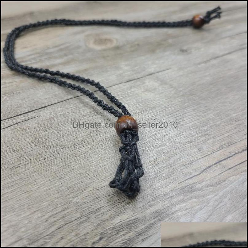 Pendant Necklaces Eco-Friendly 100% Linen Cord Bead Necklace Interchangable Rame Crystal Pendant Pouch Net C3 Drop Deliv Dhseller2010 Dhjfu
