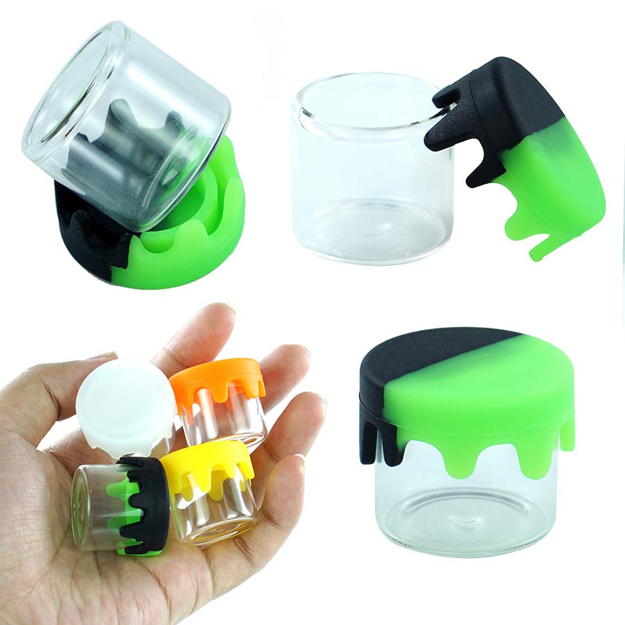 Storage bottle 6ml siliocne glass drip the lid smoke oil jars bottles housekeeping
