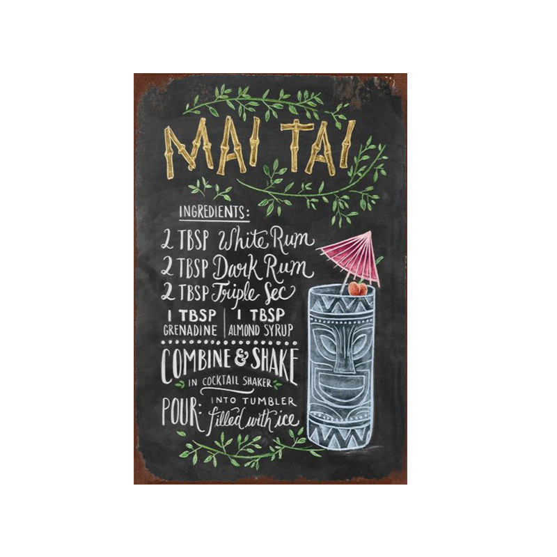 Metal Coffee Bar tail Blackboard Vintage Tinplate Decorative Painting Home Crafts Offset Printing Simple Wall Hanging Living Room Free shipping