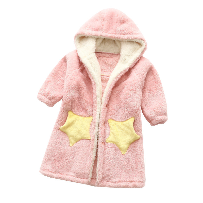 Towels Robes Kids Flannel Bathrobe Shower Girl Coral Fleece Pajamas Sleepwear Baby Boy Winter Hooded Towel Teens Pyjamas Warm Nightgown 220922