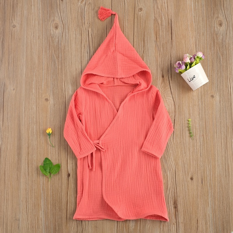 Towels Robes 1 5T Toddler Kids Baby Boy Girl Solid Color Long Sleeve Cotton Sleepwear Homewear Children Clothes 220922