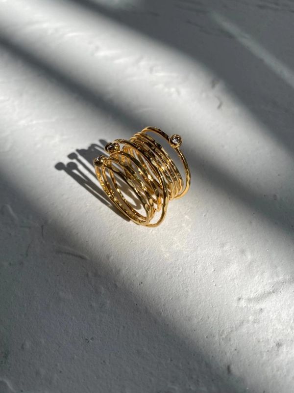 Cluster Rings RISPADA INS JZ31653 Simple Gold Plated d Wide irregular Ring 220921