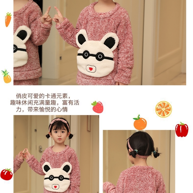 Pajamas Children Sleepwear Fall Winter Flannel Sets Girls Big Kids Pyjamas Cartoon Nightgown Warm Plush Night Clothes 220922