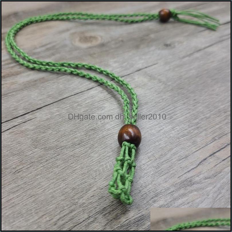 Pendant Necklaces Eco-Friendly 100% Linen Cord Bead Necklace Interchangable Rame Crystal Pendant Pouch Net C3 Drop Deliv Dhseller2010 Dhjfu
