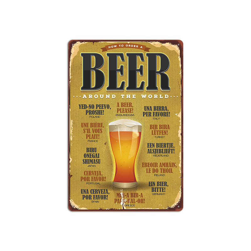 Metal Painting New beer retro tin bar background wall decoration painting American frameless iron pendant Living Room Home decor Size 20X30cm Free shi