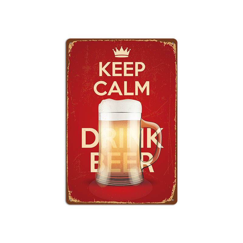 Metal Painting New beer retro tin bar background wall decoration painting American frameless iron pendant Living Room Home decor Size 20X30cm Free shi