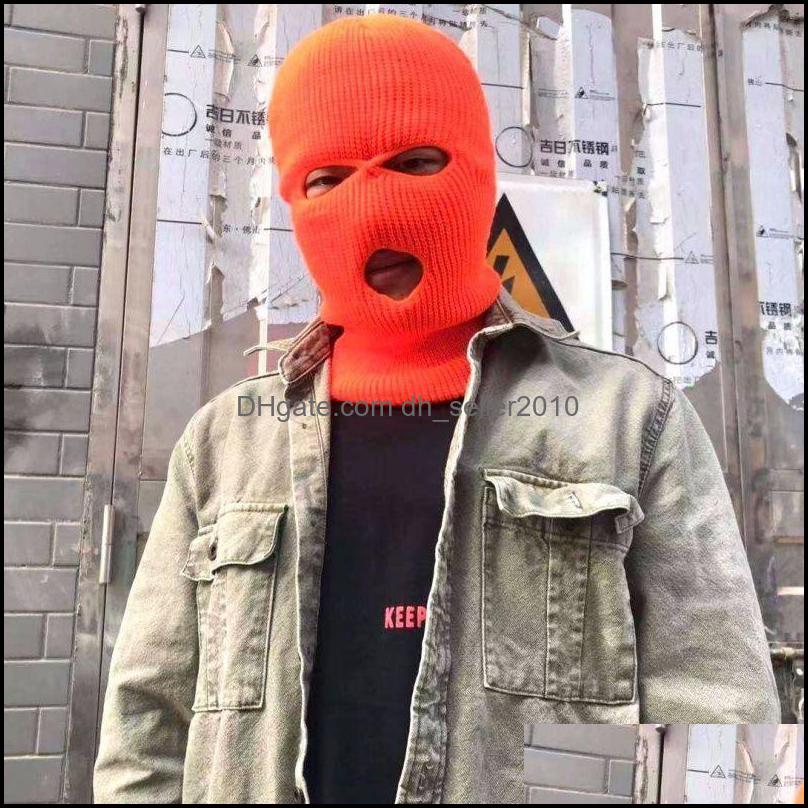 Beanie/Skull Caps Fl Face Er Ski Mask Hat 3 Holes Clava Army Tactical Cs Windproof Knit Beanies Bonnet Winter Warm Unise Dhseller2010 Dhhfz