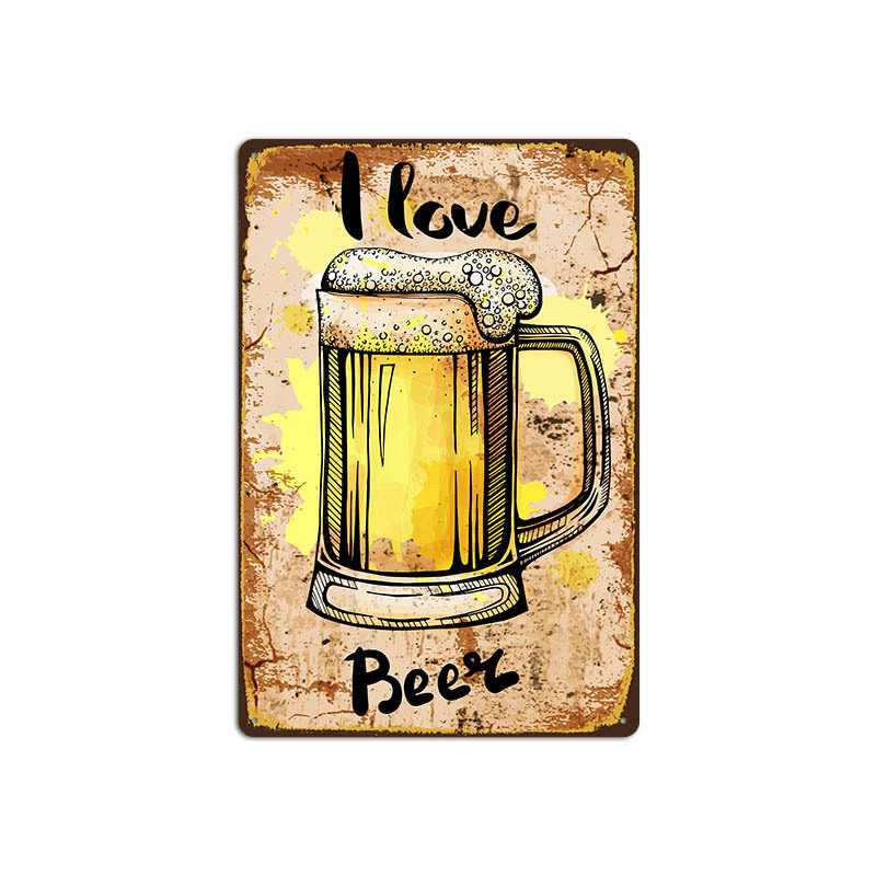 Metal Painting New beer retro tin bar background wall decoration painting American frameless iron pendant Living Room Home decor Size 20X30cm Free shi
