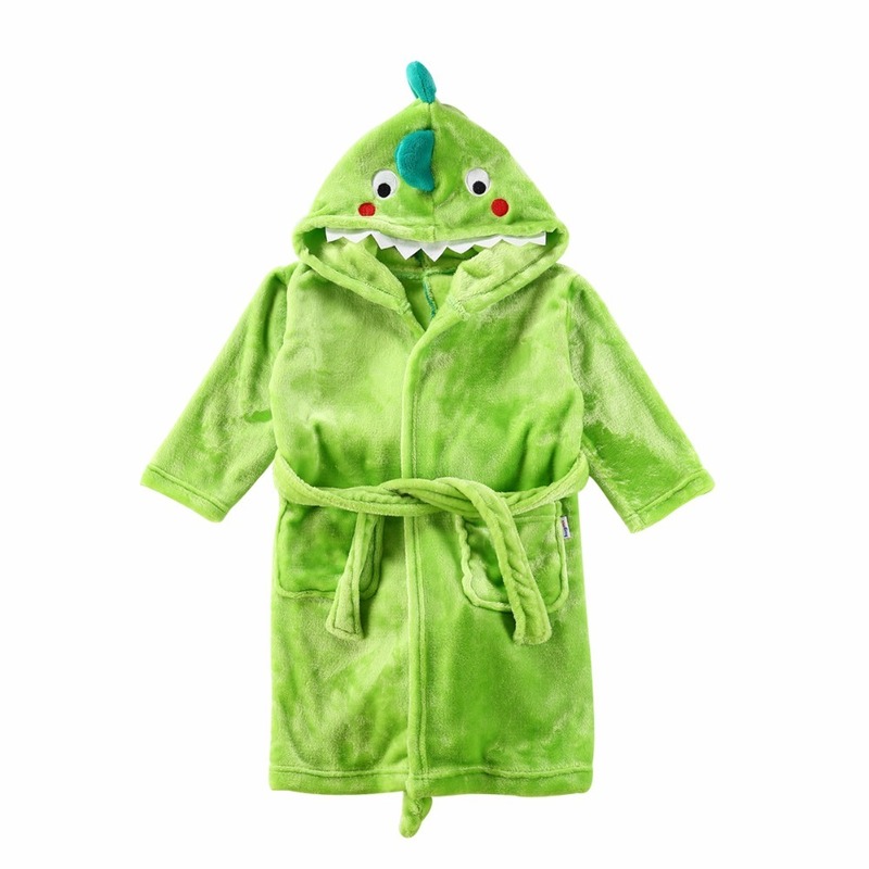 Towels Robes LOLANTA Kids Plush Hooded Bathrobe Dinosaur Flannel Fleece Robe For Boys Girls Sleepwear Dressing Gown Gift 220922