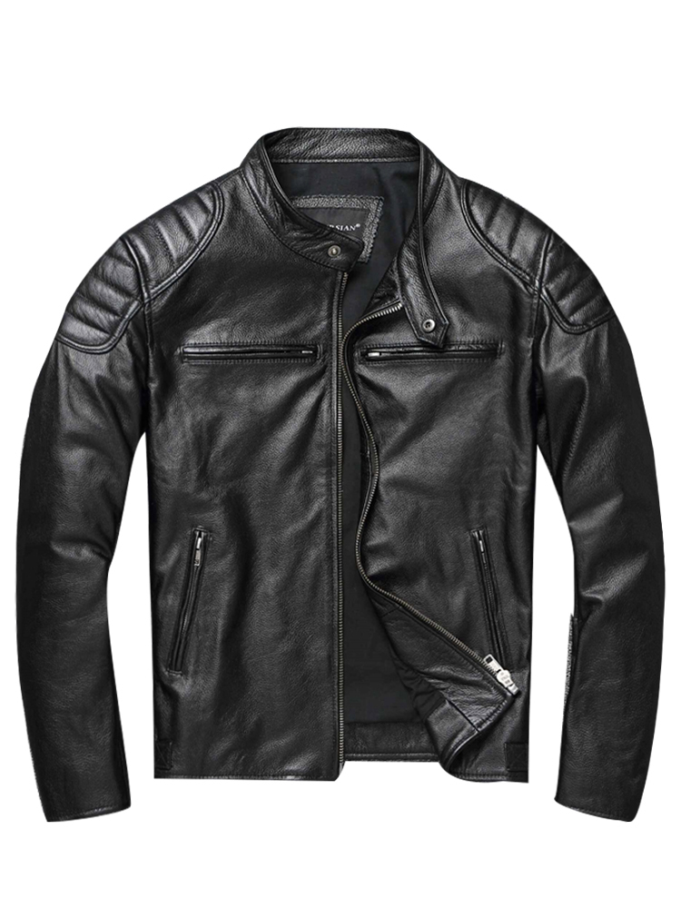 Men's Leather Faux Top Layer 100% Cowhide Clothes Stand Collar Motorcycle Youth Autumn and Winter Large Size Jacket 220922