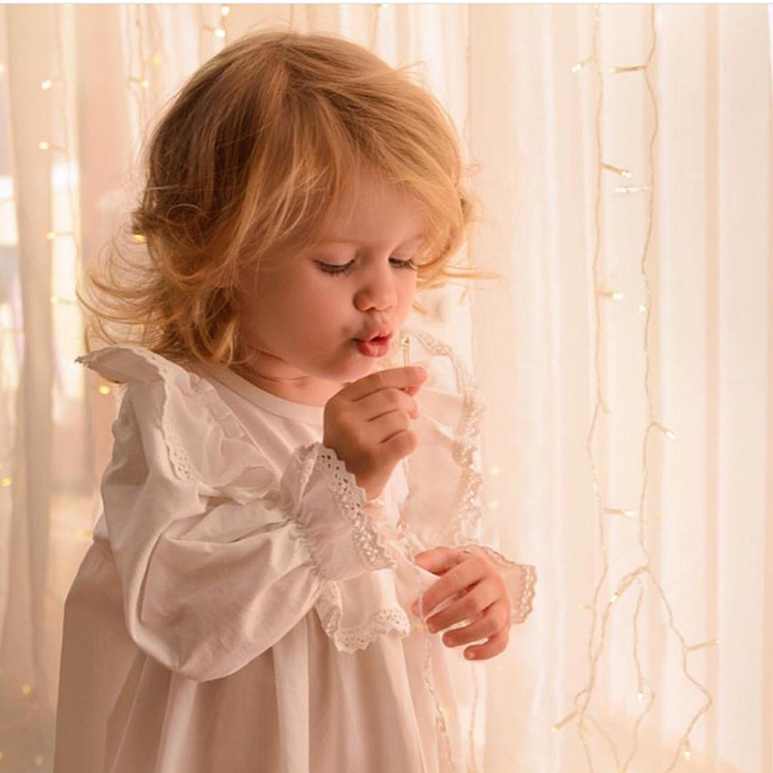 Pajamas Cute Children Girl s Lolita Dress Princess Sleepshirts Lace Ruffle Nightgowns Victorian Toddler Kids Nightdress Sleep Loungewear 220922
