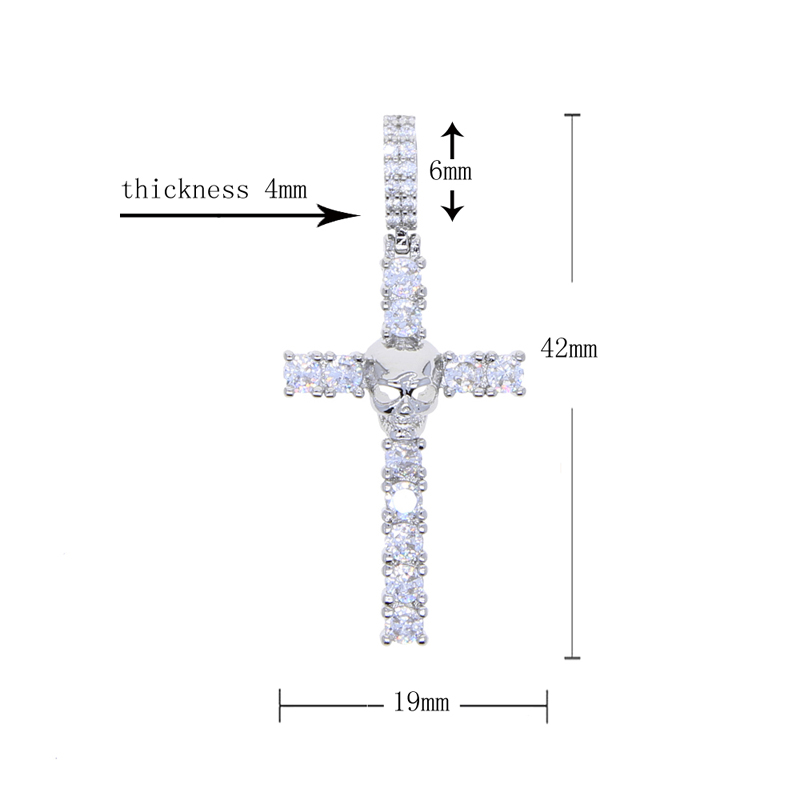 Iced Out Men Cross Pendant Paved 5A Cz Stone Plated Gold Silver Color with Rope Chain Hip Hop Jewelry Wholesale Factory Price