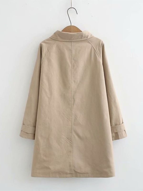 Women s Plus Size Outerwear Coats Casual Trench Coat For Women Clothing Fashion Single Breasted Jacket Loose Solid Cotton Raglan Sleeves OUTWEAR Autum
