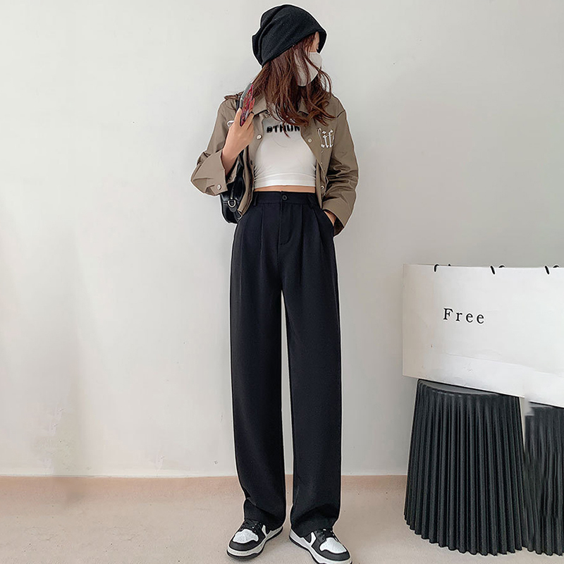 Women's Pants Capris High Waist Long Mopping Pant Pleated Suit Trousers for Female Woman Fluid pantalones de mujer 220922