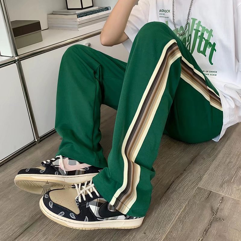 Men's Pants Arrivals Striped Vintage Green Casual Men Tracksuit Pants Allmatch Sweatpants Male Baggy Women Straight Long Trousers 220922