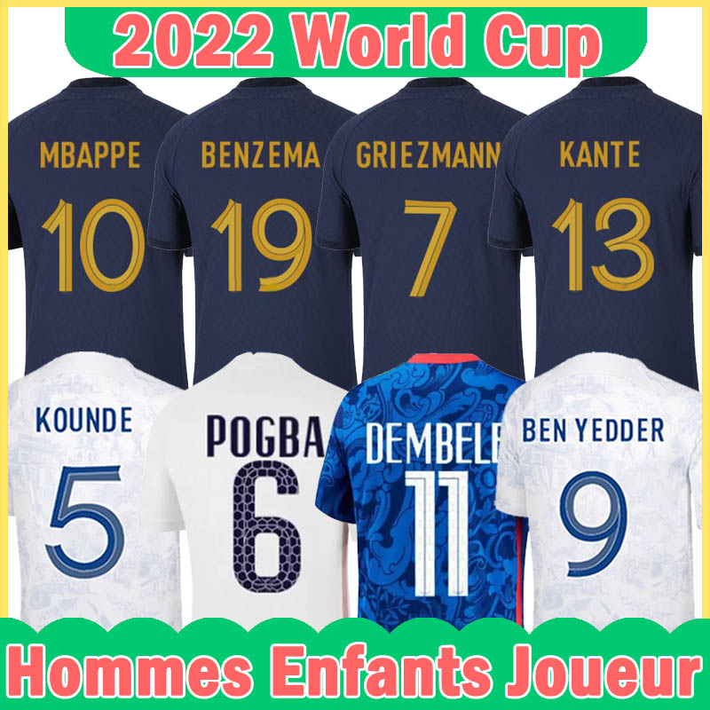 Maillots de football 2022 World Cup Soccer Jersey French GRIEZMANN MBAPPE BENZEMA KOUNDE HERNANDEZ PAVARD KIMPEMBE Men Shirts hommes enfants femme joueur Unfiorms, 22-23 away
Maillots de football 2022 World Cup Soccer Jersey French GRIEZMANN MBAPPE BENZEMA KOUNDE HERNANDEZ PAVARD KIMPEMBE Men Shirts hommes enfants femme joueur Unfiorms, 22-23 away