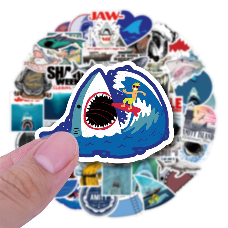 50Pcs JAWS Shark sticker Poster Classic Horror Movie For Car Refrigerator Notebook Guitar DIY Graffiti Stickers