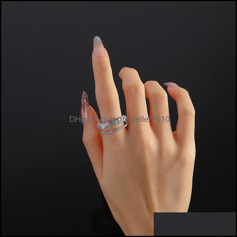 Couple Rings Eyer Simple Square Fl Zircon Promise Rings For Women High Quality Geometric Austrian Fashion Jewelry 1023 B3 Drop Deliver Dhnzh