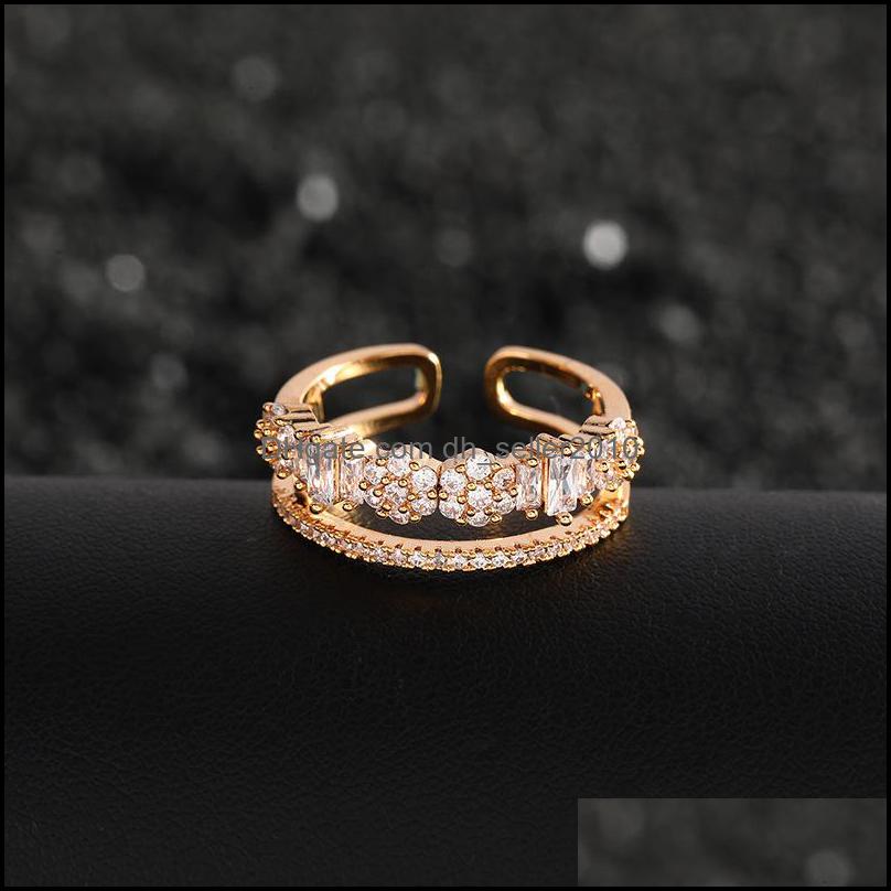 Couple Rings Eyer Simple Square Fl Zircon Promise Rings For Women High Quality Geometric Austrian Fashion Jewelry 1023 B3 Drop Deliver Dhnzh
