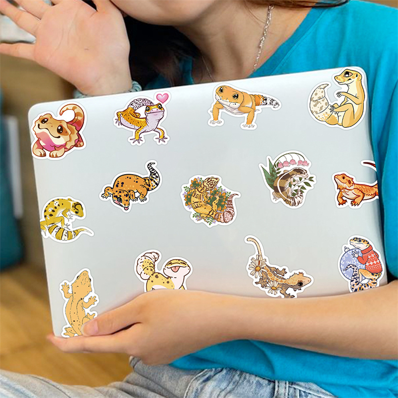 50Pcs New Cute Reptile Animal Gecko Sticker Wall Lizard Graffiti Stickers for DIY Luggage Laptop Skateboard Motorcycle Bicycle Sticker
