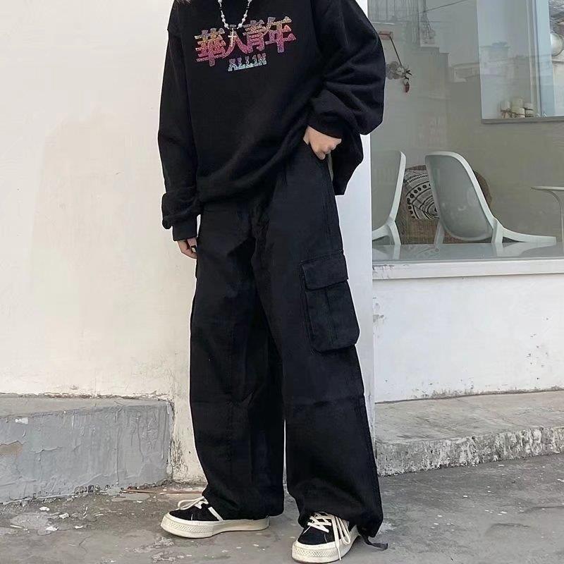 Men's Pants HOUZHOU Baggy Black Cargo Pants for Men Khaki Cargo Trousers Male Vintage Loose Casual Autumn Japanese Streetwear Hip Hop Retro 22092