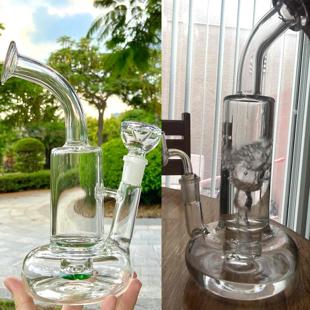 Tornado Cyclone Perc Hookahs Bubbler Recycler Glass Beaker Bongs Buoy Base Dab Rigs Smoking Water Pipe for Dry Herb
