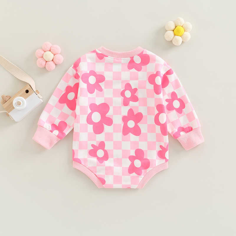 Rompers Autumn Newborn Rompers Infant Cute Baby Clothes Floral Print Toddler Girl Jumpsuits Sweatshirt Romper Outfits J220922
