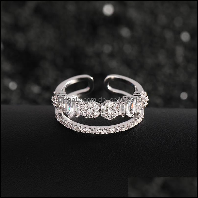 Couple Rings Eyer Simple Square Fl Zircon Promise Rings For Women High Quality Geometric Austrian Fashion Jewelry 1023 B3 Drop Deliver Dhnzh