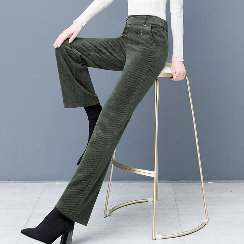 Women's Pants Capris Korean fashion Wide Leg For Women High Waist Oversized 4XL Corduroy Straight Casual Elegant Baggy Trousers 220922