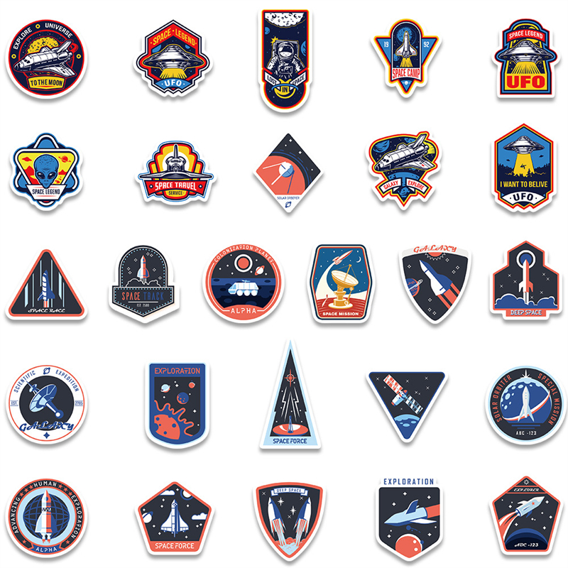 52Pcs cartoon spaceship astronauts sticker Space agency Graffiti Stickers for DIY Luggage Laptop Skateboard Motorcycle Bicycle Stickers