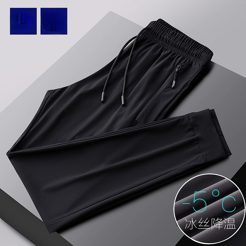 Men's Pants Summer Breathable Ice Silk Black Sweatpants Men Joggers Sportswear Baggy Trousers Male Casual Track Pants Size 7XL 8XL 9XL 220922