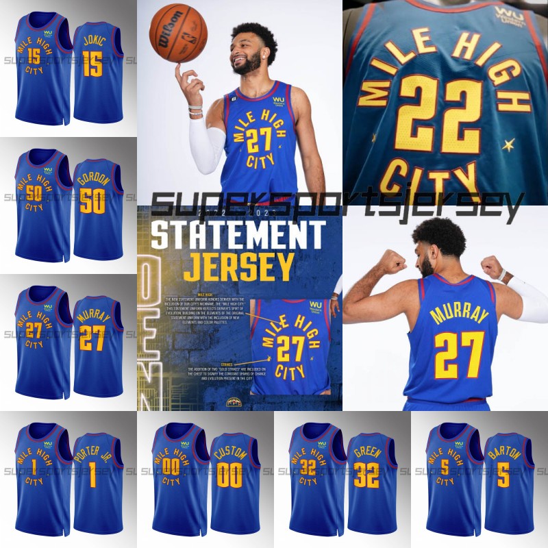 2022-23 'Nuggets'' Basketball Jerseys Nikola 15 Jokic Jamal 27 Murray "Denver" Michael 1 Porter Jr. Aaron 50 Gordon 1 Caldwell-Pope Brown Jr. Statement MileHigh evolving, Grey
2022-23 'Nuggets'' Basketball Jerseys Nikola 15 Jokic Jamal 27 Murray "Denver" Michael 1 Porter Jr. Aaron 50 Gordon 1 Caldwell-Pope Brown Jr. Statement MileHigh evolving, Grey