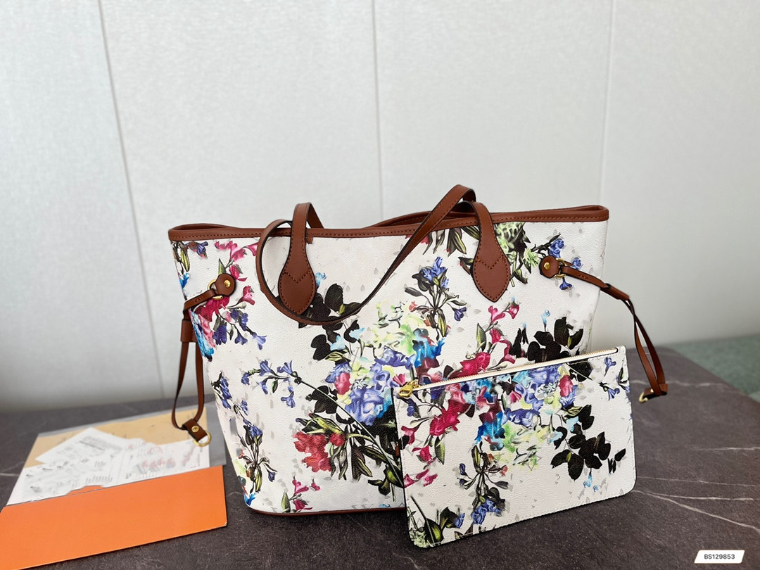2024 Designer shoulder bag New women's flower pattern shopping bag
