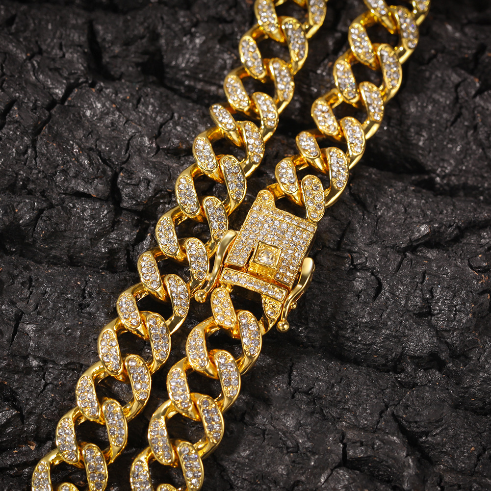 Mens Iced Out Chain Hip Hop Jewelry Necklace Bracelets Gold Silver Miami Cuban Link Chains Necklaces