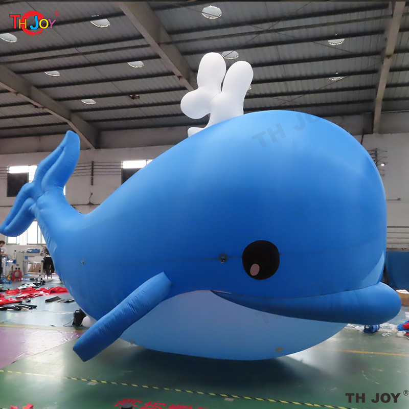 outdoor games activities 8m Length Blue Giant Inflatable Whale For City Parade Decora or Party Show Decoration