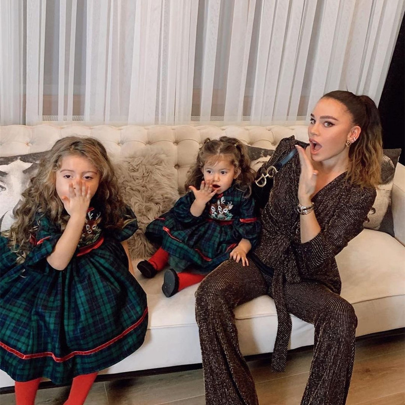 Special Occasions 0-12Y Baby Girl Autumn Winter Green Plaid Deer Embroidery Vintage Spanish Princess Ball Gown Dress for Christmas Eid Causal 220922