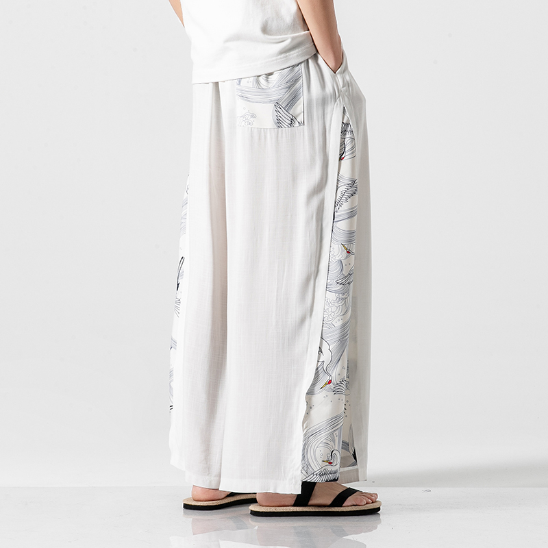 Men's Pants Cotton Linen Wide Leg Mens Chinese Style Patchwork Vintage Man Leisure Trousers Summer Harem Male Fashion 220922