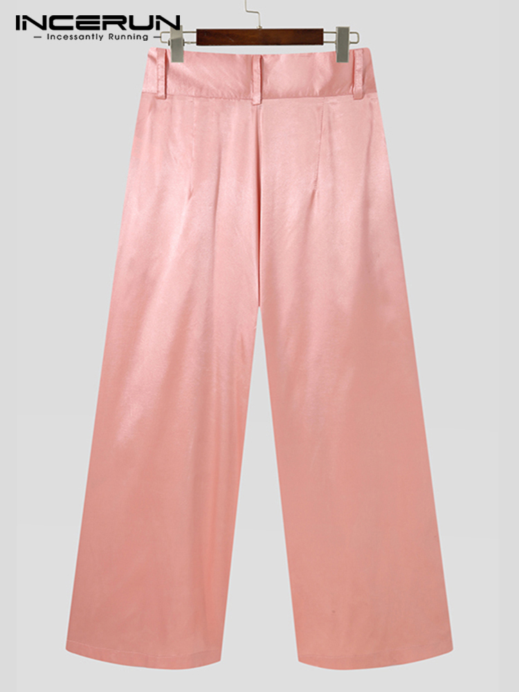 Men's Pants Fashion Men Solid Color Button High Waist Pockets Leisure Wide Leg Trousers Men Streetwear Casual INCERUN 220922